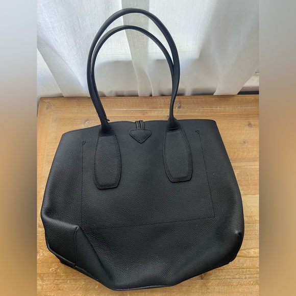 New Longchamp Larger Le Roseau Leather Tote In Black - Picture 6 of 13